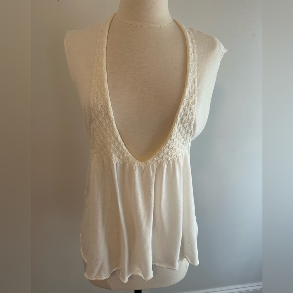 Free People - super soft, cream top with cute side ties